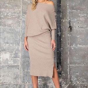 Super Soft Knit Sweater and Skirt Set in Oatmeal
